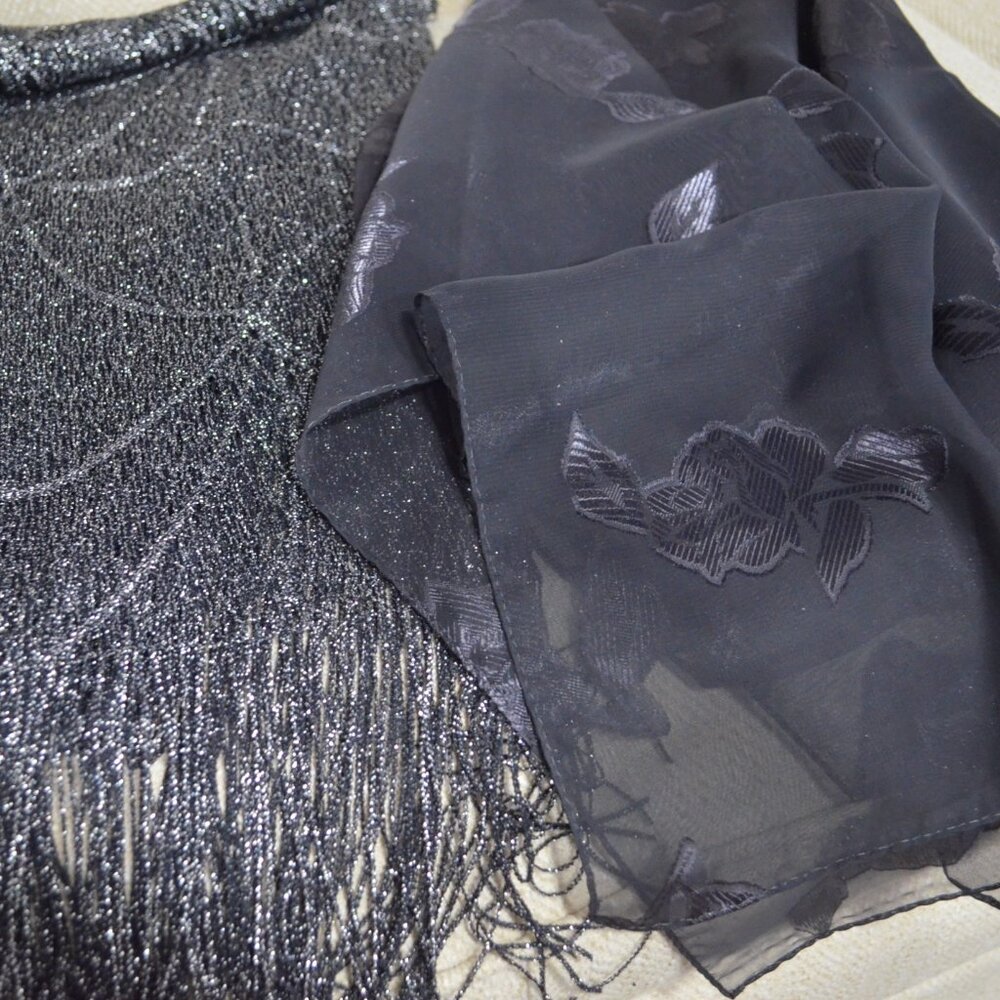 Two Sheer Evening Scarves, One Rectangular, One S… - image 1